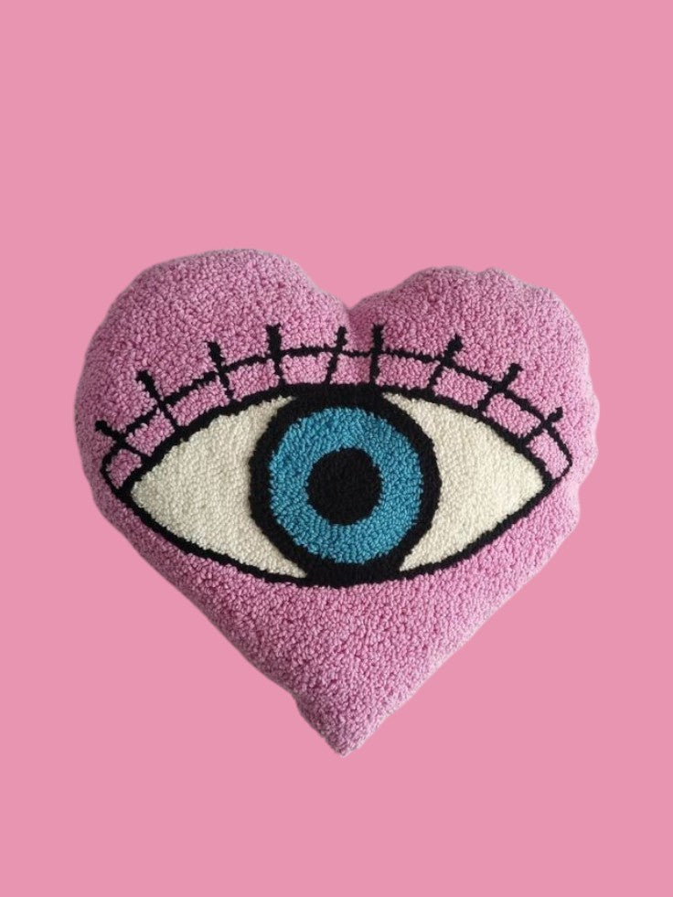 Pink Eye Tufted Cushion