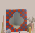 Orange and Grey Checkered Rug Mirror